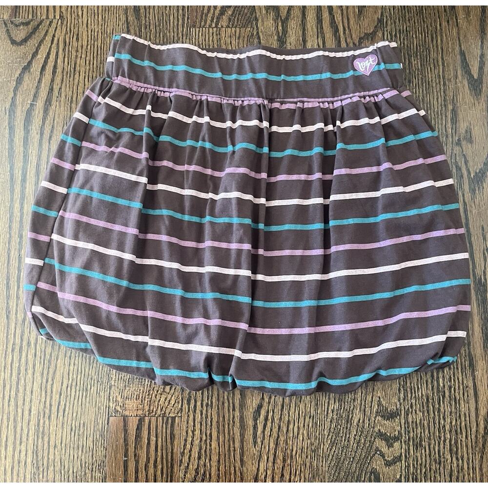 Lost brand bubble skirt size M brown striped heart embroidered